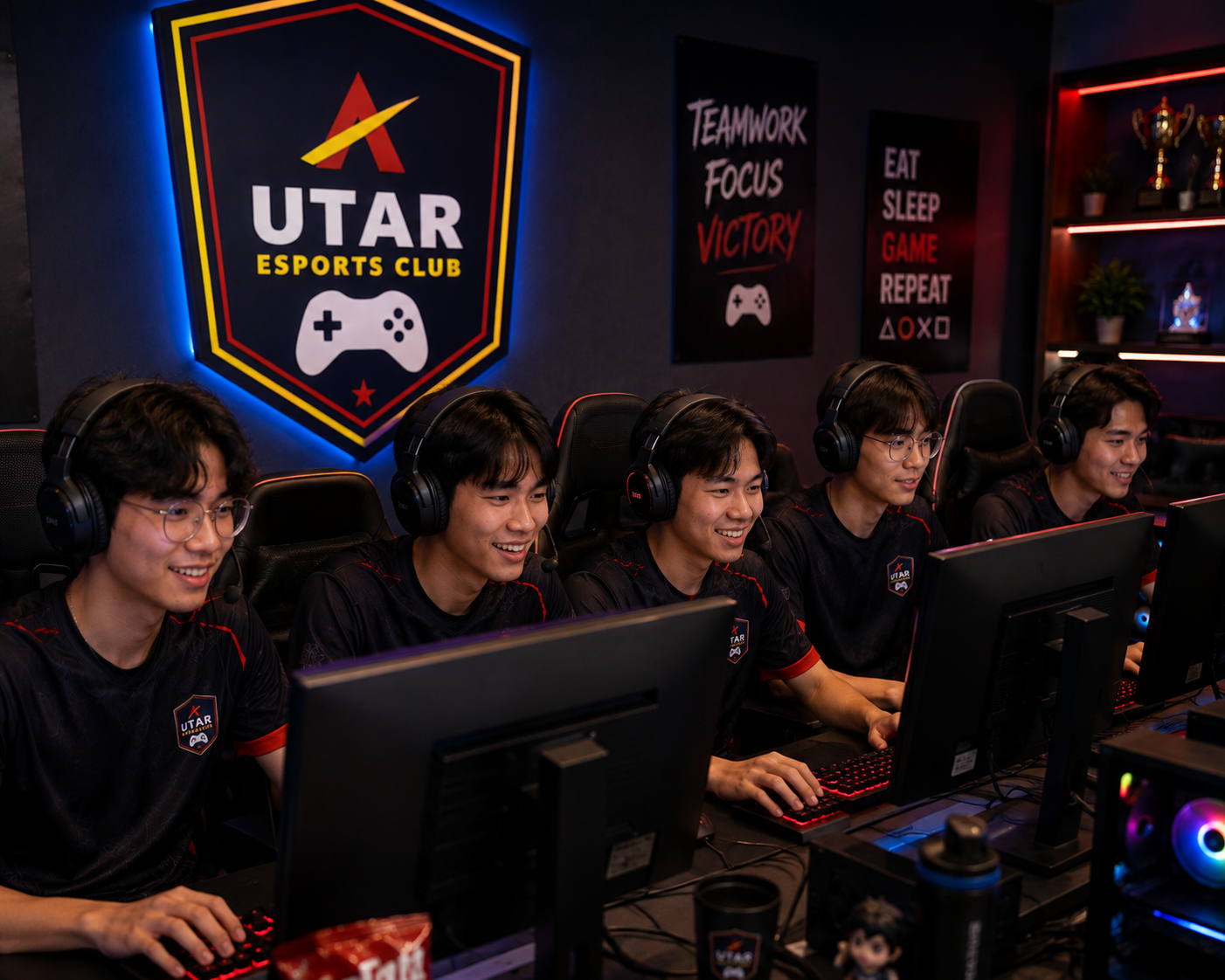 UTAR Esports Club members training together in the gaming room